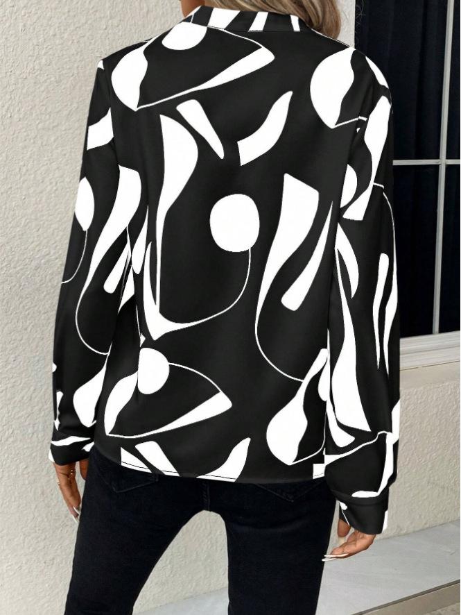 2024 Women's Geometric Print Shirt - European & American Style, New Arrival
