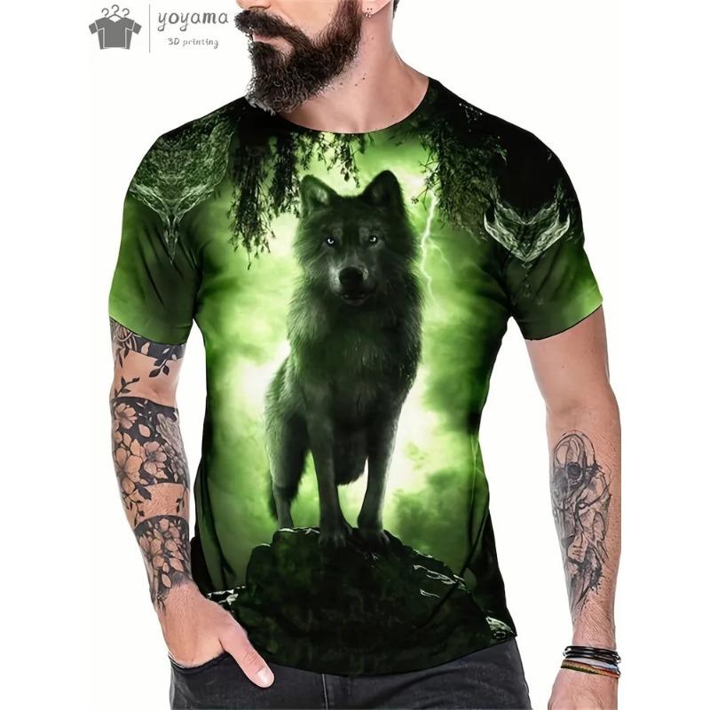 Men's T-Shirts Short Sleeve Beasts Graphic 3D Animal Printed Street Style Man Tops T-Shirt