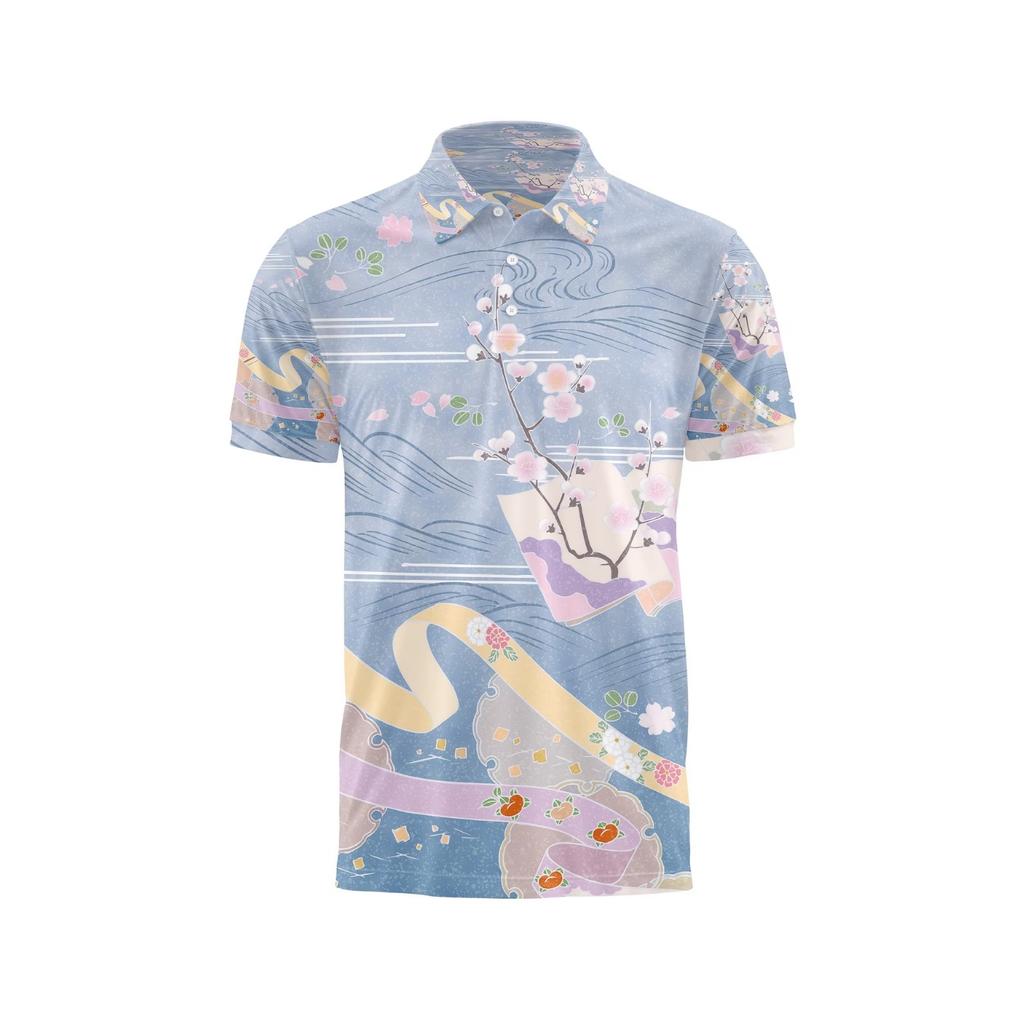 Japanese Cherry Blossom Pattern Polo Shirt For Men Women 3D Print T-Shirts Harajuku Street
