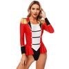 Womens Circus Ringmaster Role Play Long Sleeve Jumpsuit Bodysuit Costume