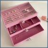 Three-drawer large capacity velvet earrings bracelet ring jewelry organizer dust oxidation jewelry box desktop models