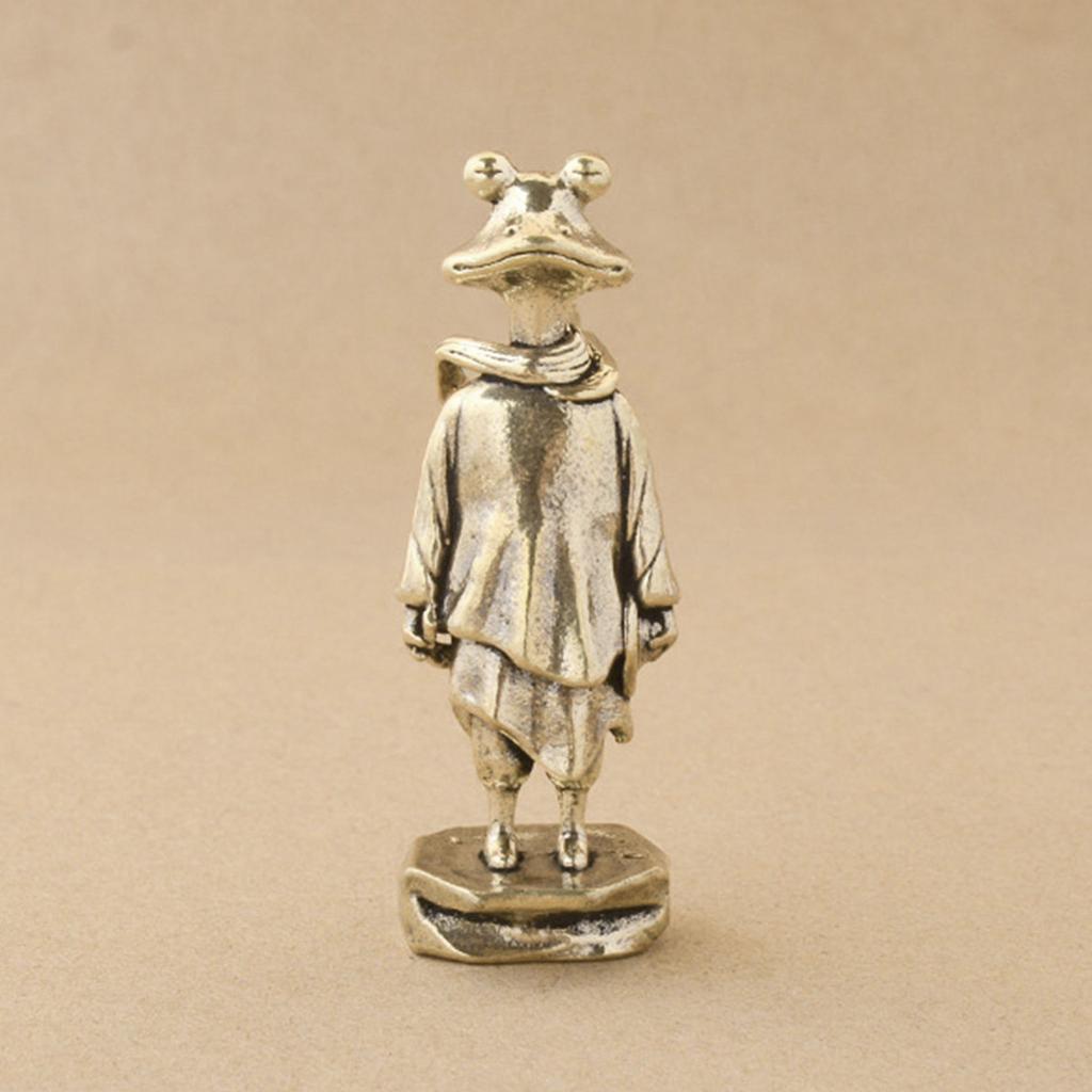 Antique Styles Frogs Swordsman Statue Vintage Brass Frogs Standing Miniature Figurine for Art Lover and Collectors Gift