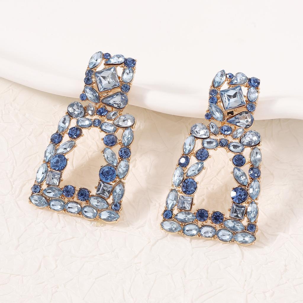 Geometric square diamond-set party niche fashion trend versatile temperament earrings earrings