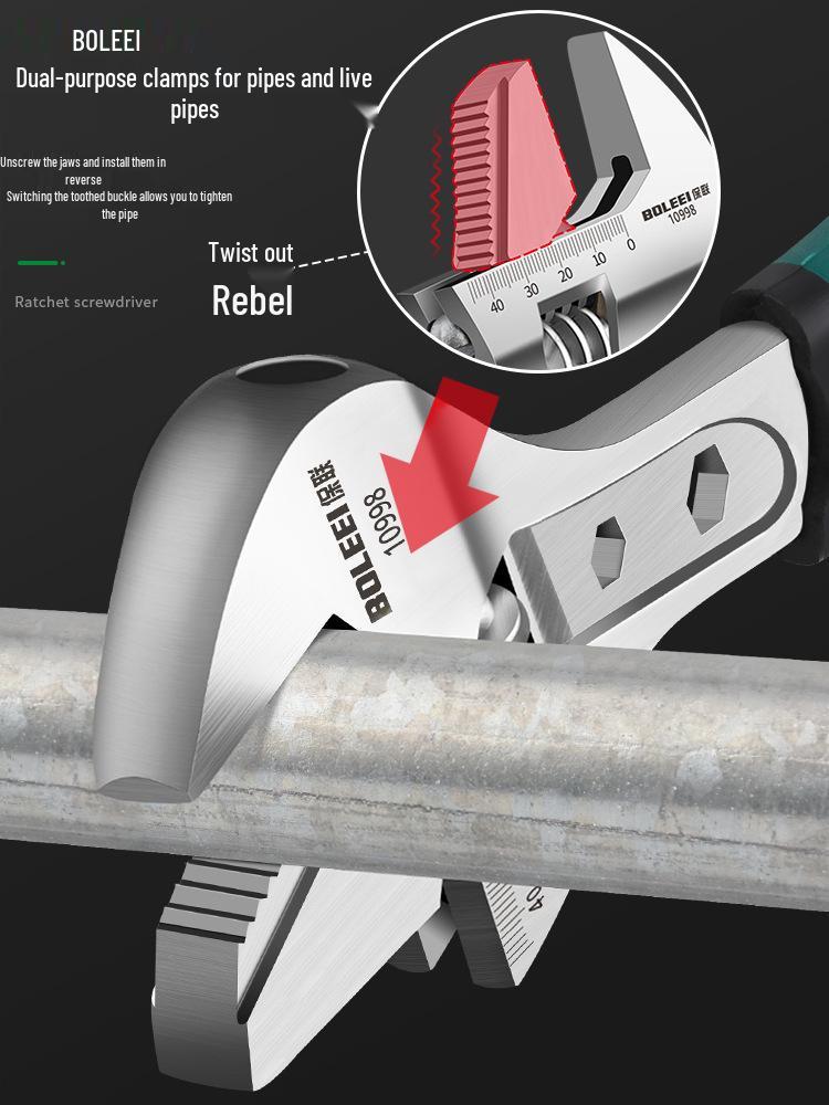 Universal Adjustable Wrench Tool Set with Large Opening - Multifunctional Pipe and Small Wrench