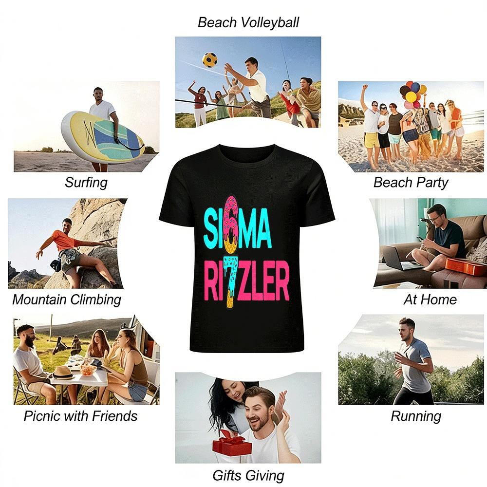 Sigma Rizzler Funky Donut Ice Cream Graphic Casual Tee Pure cotton T-shirt
