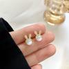 Delicate Small Cat Eye Stone Rabbit Earrings S925 Silver Pin Elegant Jewelry For Women