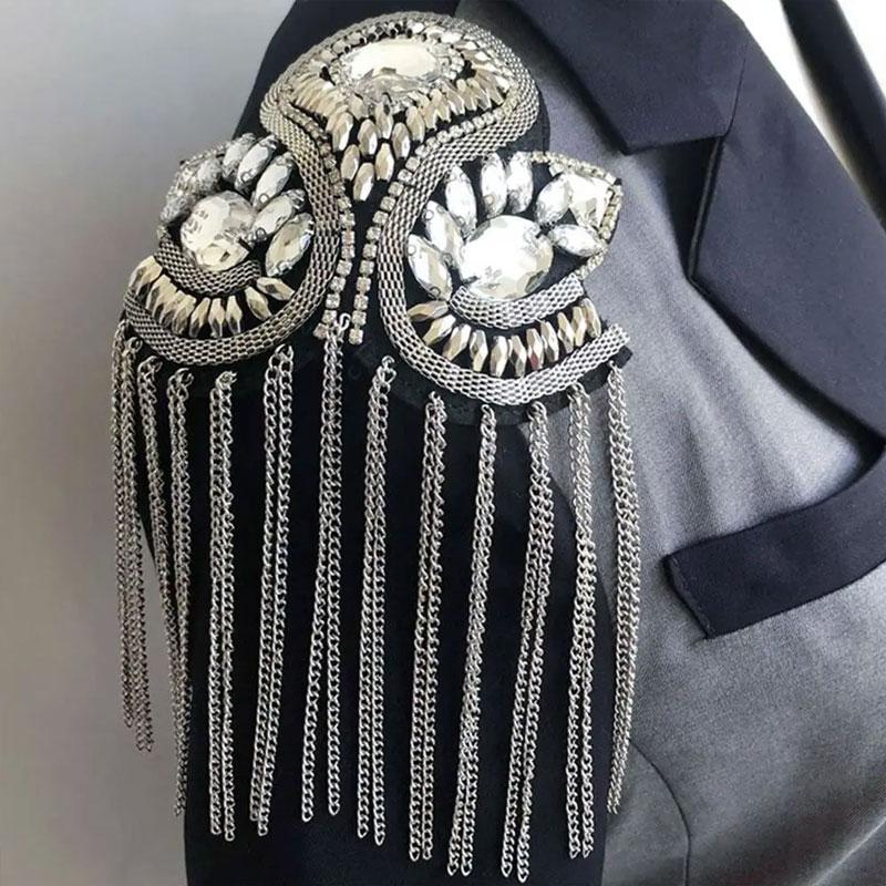 1Pc Comfortable Performance Diamond Chain Stage Tassel Shoulder Dress Lightweight Visual Effects Polyester Decoration