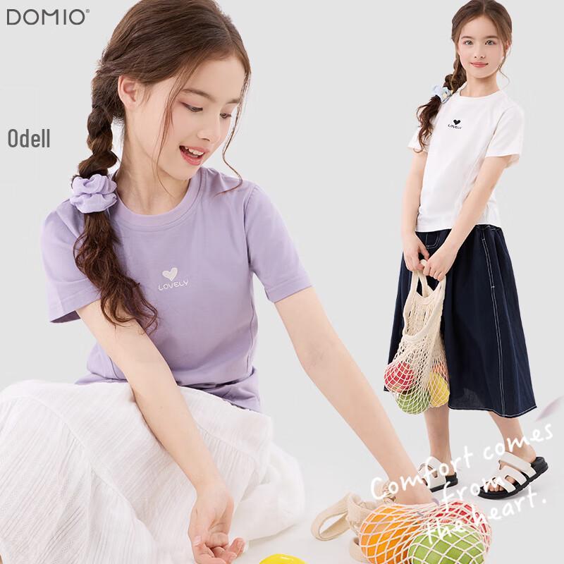 Duomiaowu Girls' Heart Print Short-Sleeve T-Shirt
