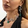 Gotisches verflochtenes Schlangen Wassertropfen Kristall Halskette Ohrring Set Punk Schmuck Party Choker