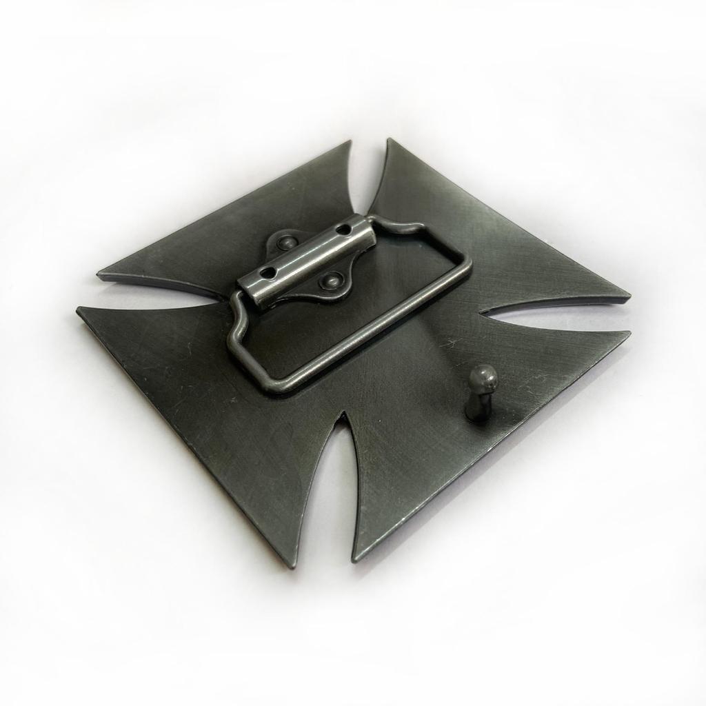 Personalized Cross Emblem Black Leather Belt Buckle