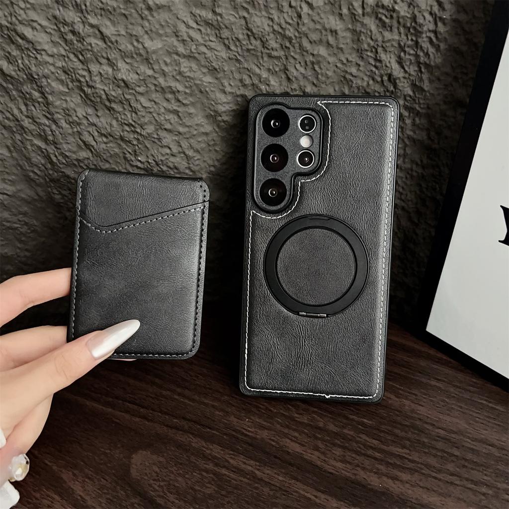 For Samsung Galaxy S25 Ultra Case Detachable Card Holder Kickstand Leather Back Phone Cover Magnetic Case