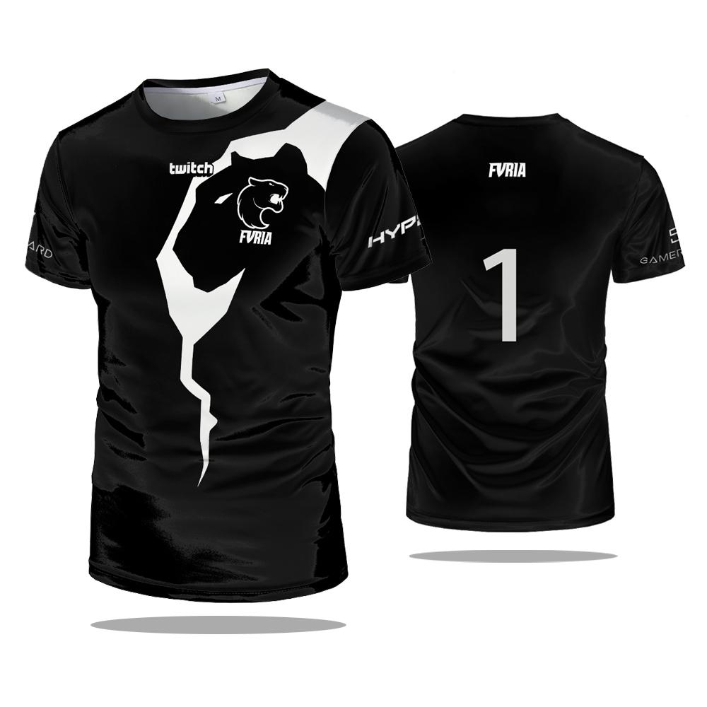 Esports Spiele CS GO Furia Team Uniform T-Shirt Csgo Sport Fury Trikot Herren T-Shirt Atmungsaktiv Schnelltrocknend Training Übergroße T-Shirts