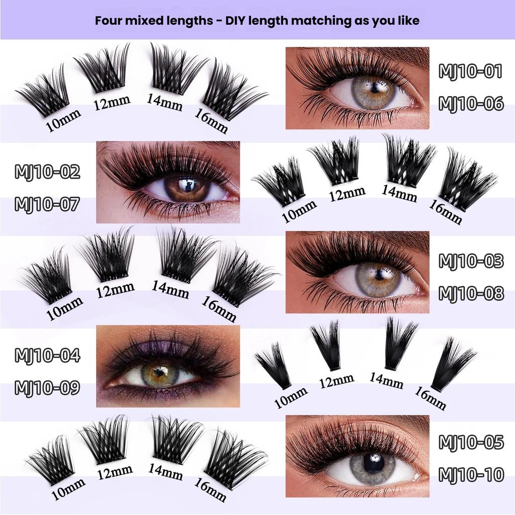 False Eyelashes - Glue-Free DIY Segmented Lashes, Formaldehyde-Free, Voluminous & European Curl, Self-Adhesive Makeup