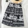 Women Summer Shorts Thiland Elephant Print Drawstring Elastic Waist Loose Soft Breathable Vacation Beach Travel Knee Length Shorts