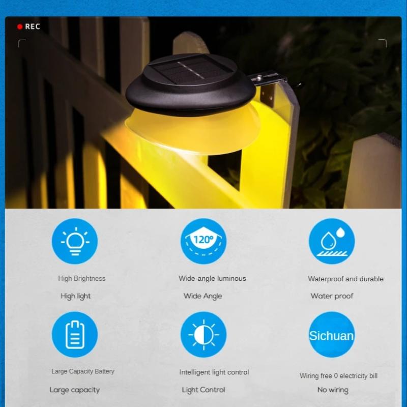 Solar LED Light, Outdoor Courtyard Home Fence Wall Lamp Motion Sensor Decoration for Patio and Garden External Sconce