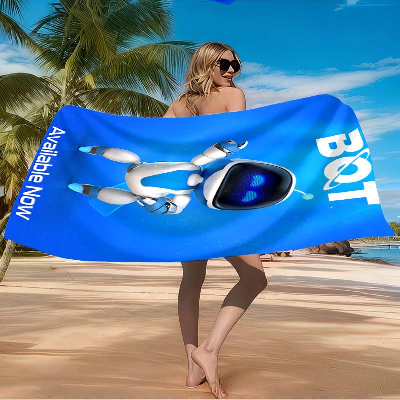 Unterwasser-Abenteuer-Roboter Strandtuch Mikrofaser-Strandtuch, Leicht und Schnelltrocknend, für Sommerreisen, Schwimmbad-Fan Geburtstagsgeschenk