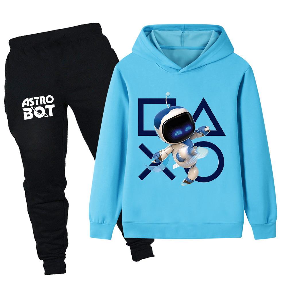 PB1338 2pcs/set Kids Boys Girls Astro Bot Printed Long Sleeves Hoodie Trousers Clothes Sets