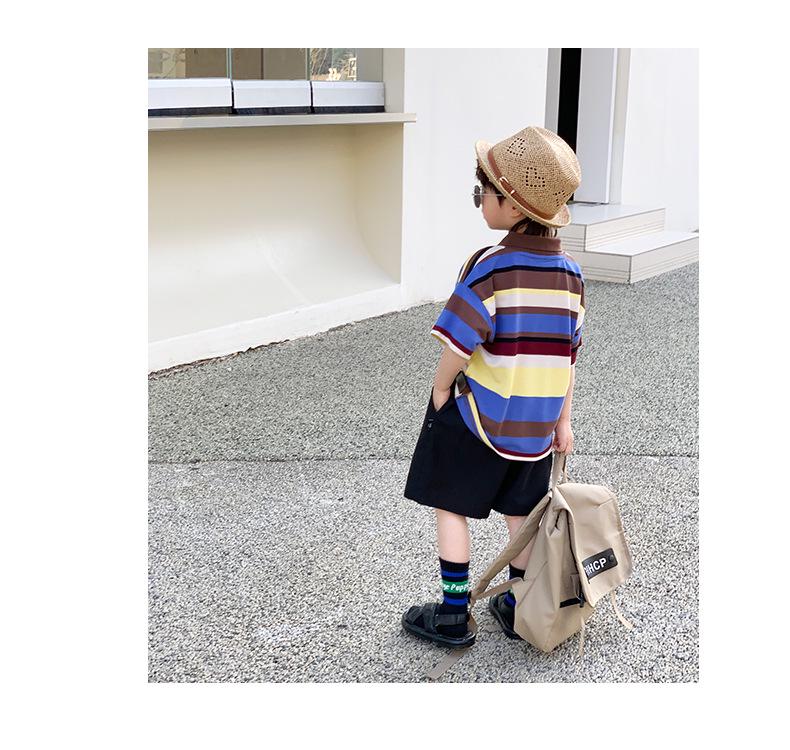 Boys' Striped Summer T-shirt: 2026 Trendy Short Sleeve Top