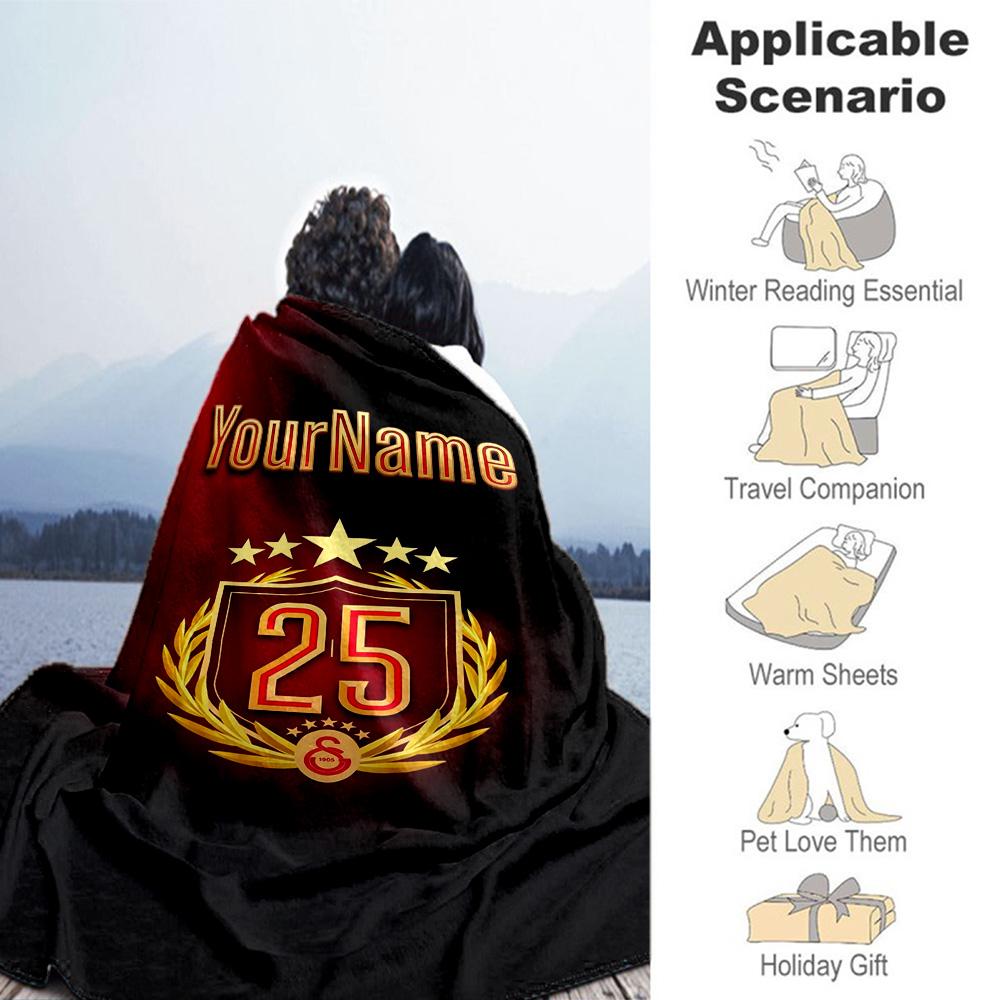 Galatasaray 275 Personalized Name Blanket Multi-purpose Customizable Blanket Durable Comfort Great for Couch Bedding Bed Living Room