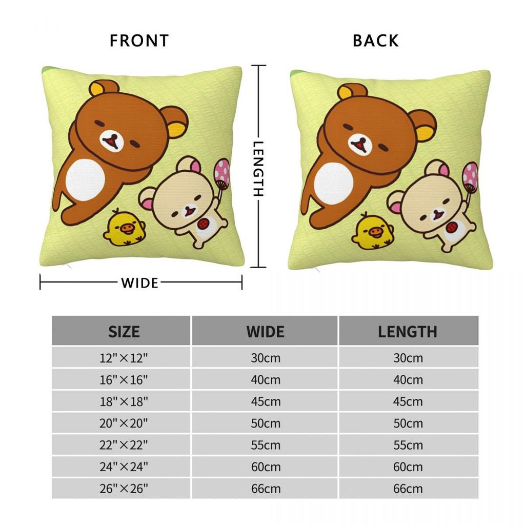 Decorative Pillow Cover Rilakkuma Cartoon Stuff Bed Throw Pillow Case Cover Square Multiple Sizes