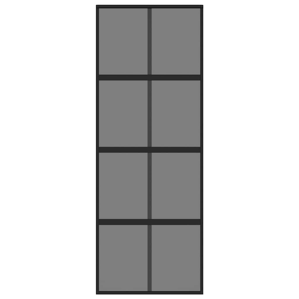 Sliding Door Black 76x205 Cm Tempered Glass and Aluminum
