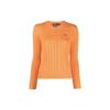 Polo Logo Embroidered Crew Neck Long Sleeve Casual Knit Sweater Women Sweater Orange 211891640-008