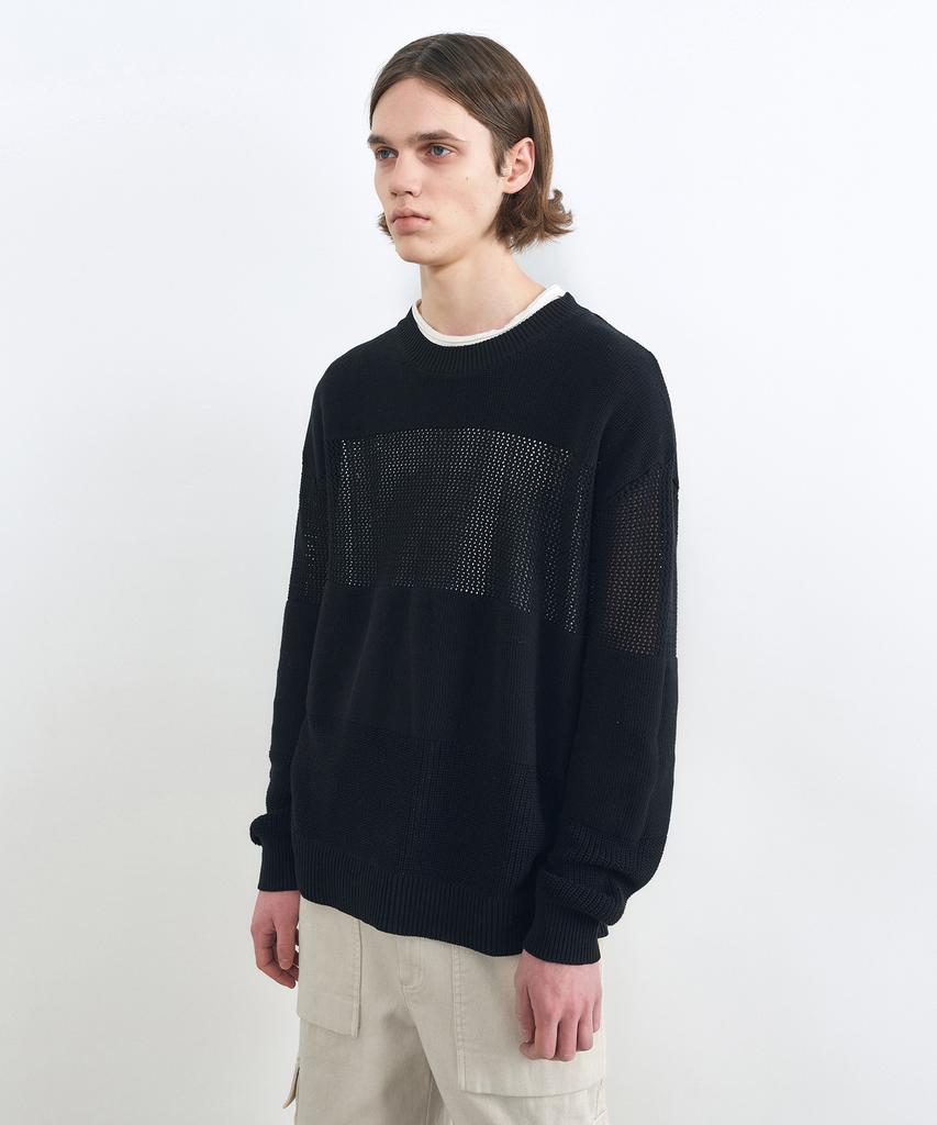 INSILENCE Contrast Panel Pullover Knit Black