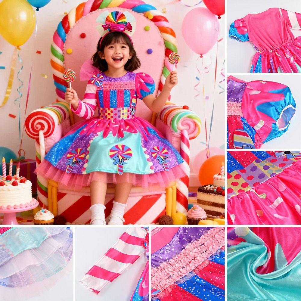 Cosplay Children's Candy Dress With Candy Hat Cosplay Costume Fashion Prom Costume Kids