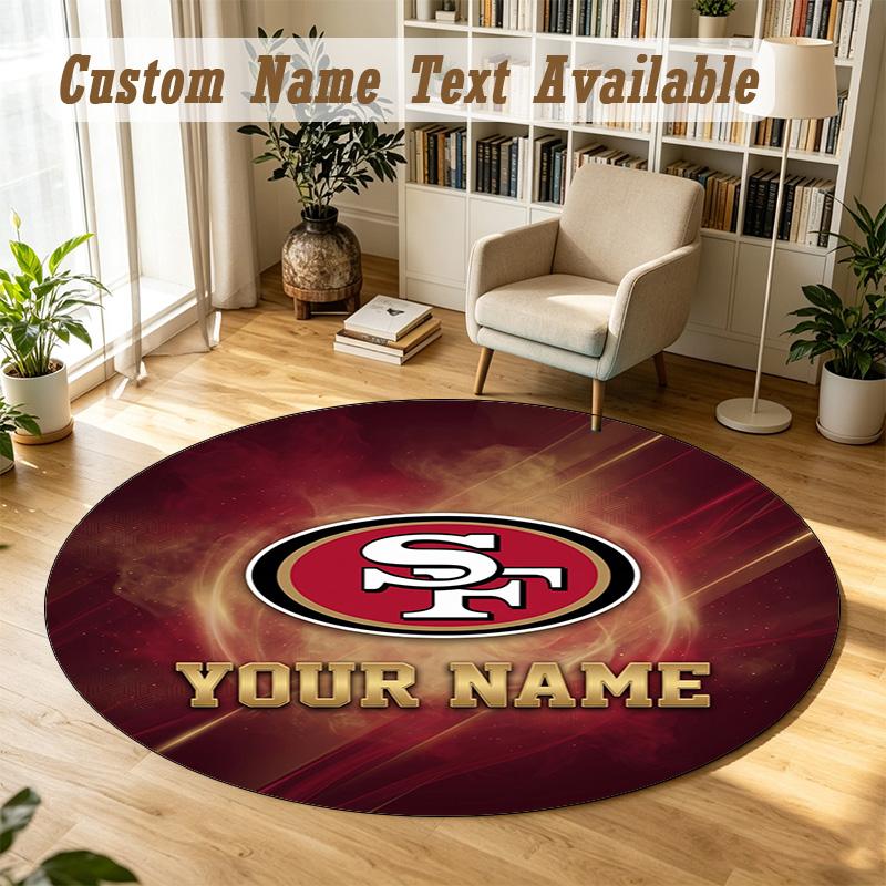 Round Rug Custom NameSan Francisco 49ers Pattern Non Slip Carpet Home Floor Decor