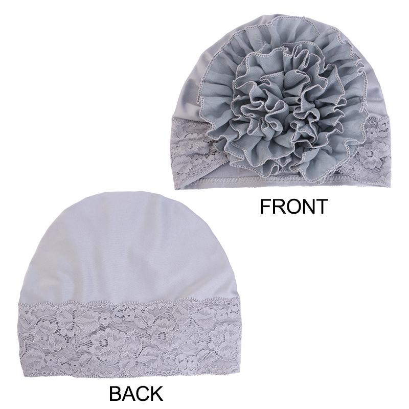 New large flowers Lace Head Scarf Turban Hat For Women Elegant Soft Lightweight Ruffle Design Multicolor Chemo Headwear