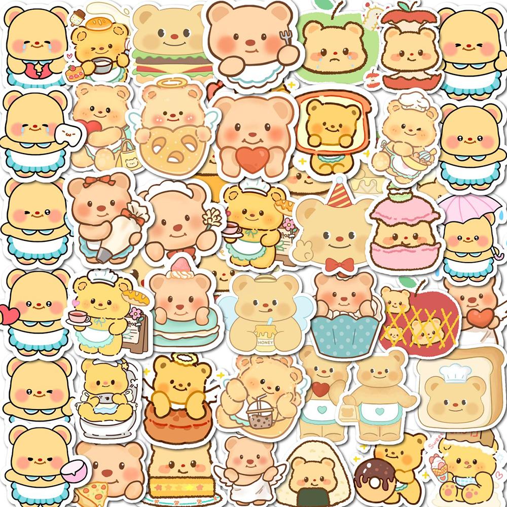 

50/100/200Pcs cute butter bear stickers, perfect for notebook decoration and sealing gift boxes, great value! T-39A-1-50Pcs