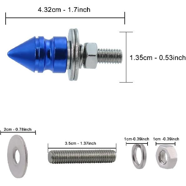 Spike License Plate Bolt Kit Aluminum Alloy Decorative Motorcycle License Plate Screw Frame Fasteners Fit Most Cars Truck Modified Vehicle