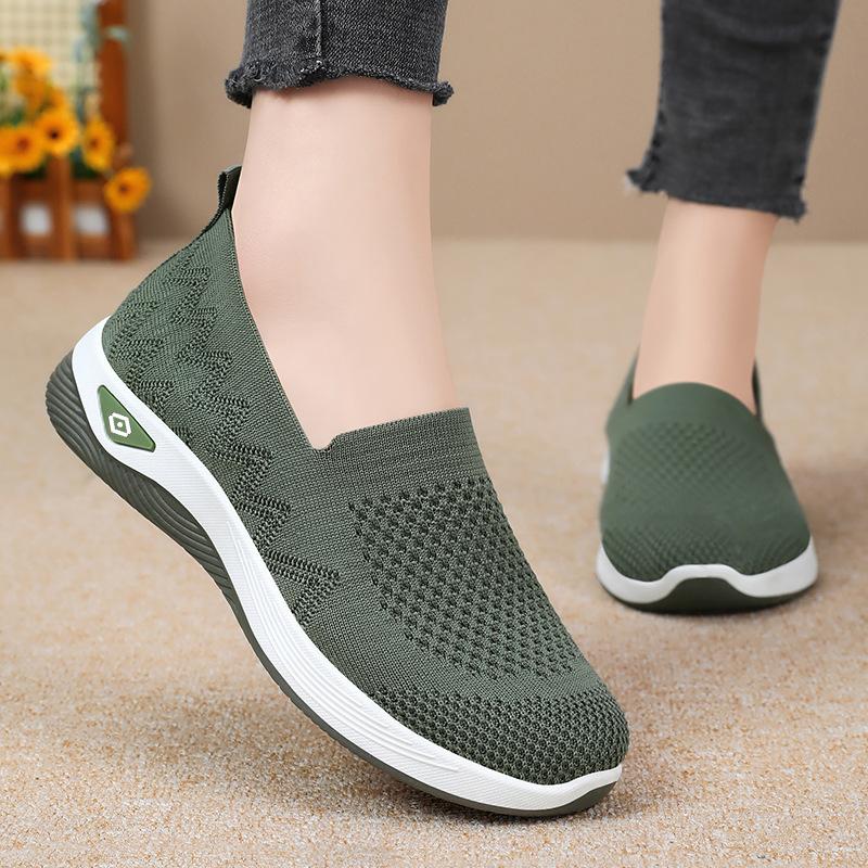 Shoes women's middle-aged and old spring breathable and comfortable single shoes direct sales soft-soled casual one-pedal mesh mother shoes