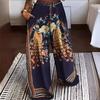 New Style European And American Spring And Summer Peacock Positioning Printing Loose Casual Women's Trousers
