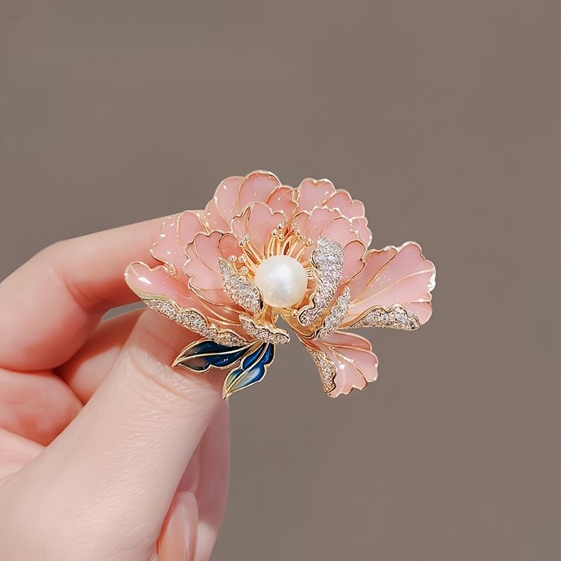 High-End Elegant Luxury Peony Flower Brooch Chinese Style Opulent & Graceful, Fashion Accessory for Dress, Suit, Coat Pin