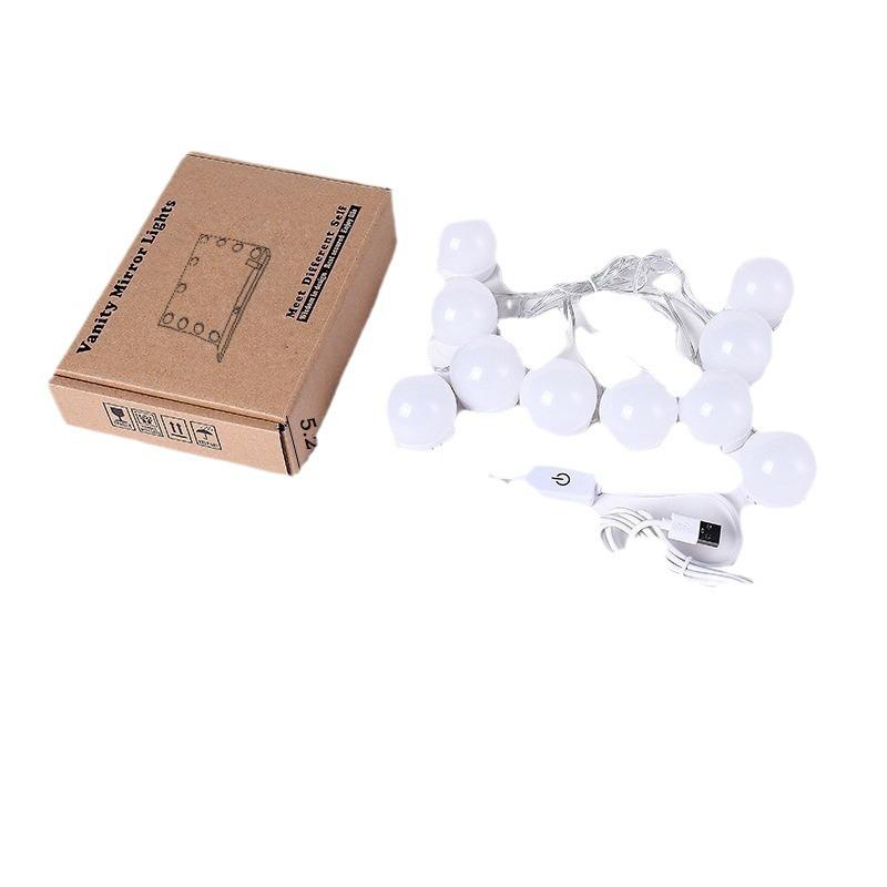 Touch-Control Stepless Dimming LED Vanity Lights with 10 Bulbs for Makeup, Cable Management, and Color Adjustment