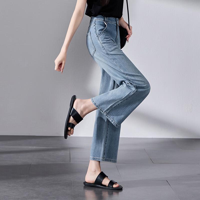 SOFSIL Women's High-Waist Cropped Wide-Leg Jeans