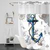 Nautical Shower Curtain No Hook with Snap in Liner, Anchor Ship Wheel Hotel Bath Curtains Decorative for Bathroom, Ocean Coastal Maritime Home Decor,
