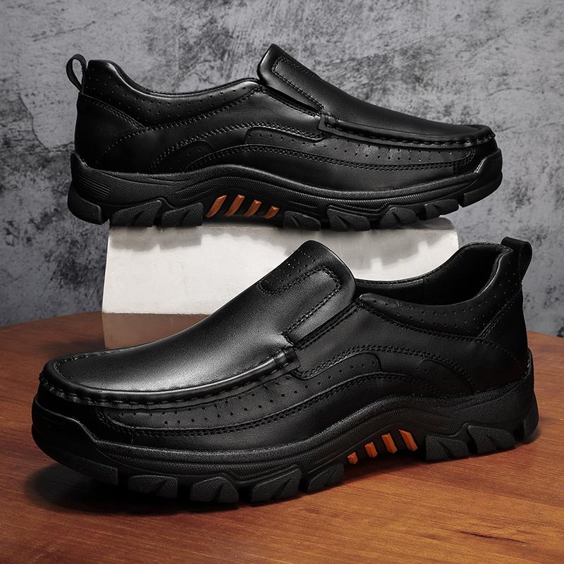 Fashion Luxury Brand Mens Loafers Leather Formal Business Shoes Fashion Breathable Soft Bottom Men Black Dress Loafers Big Size 38-48