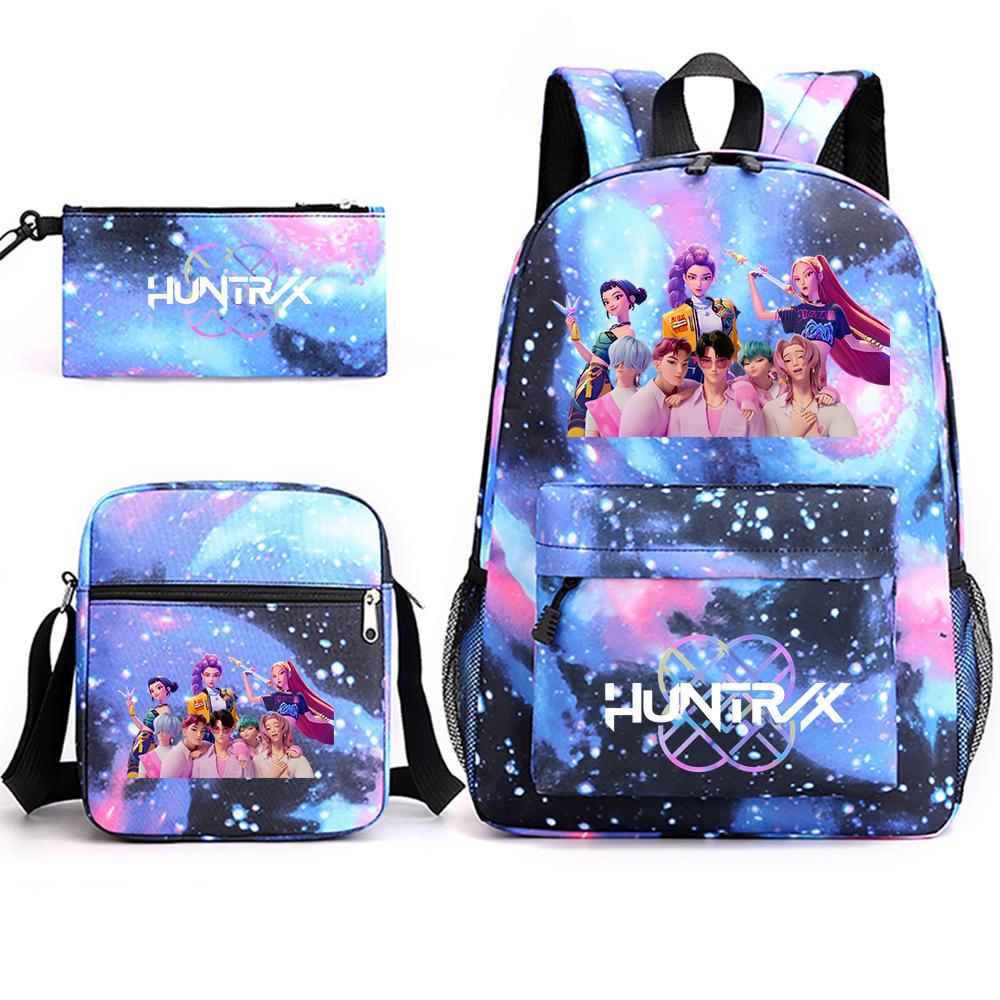 Kpop Witch Hunters Printed Student School Bag Backpack Shoulder Pencil Case Three-Piece Set Three-piece set