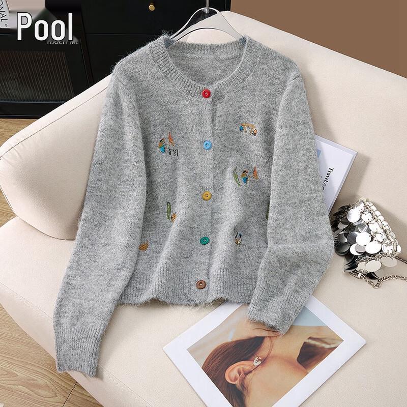 

She Pond Women s Embroidered Wool Blend Cardigan S