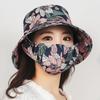 Navy flower mask integrated mask and sun hat