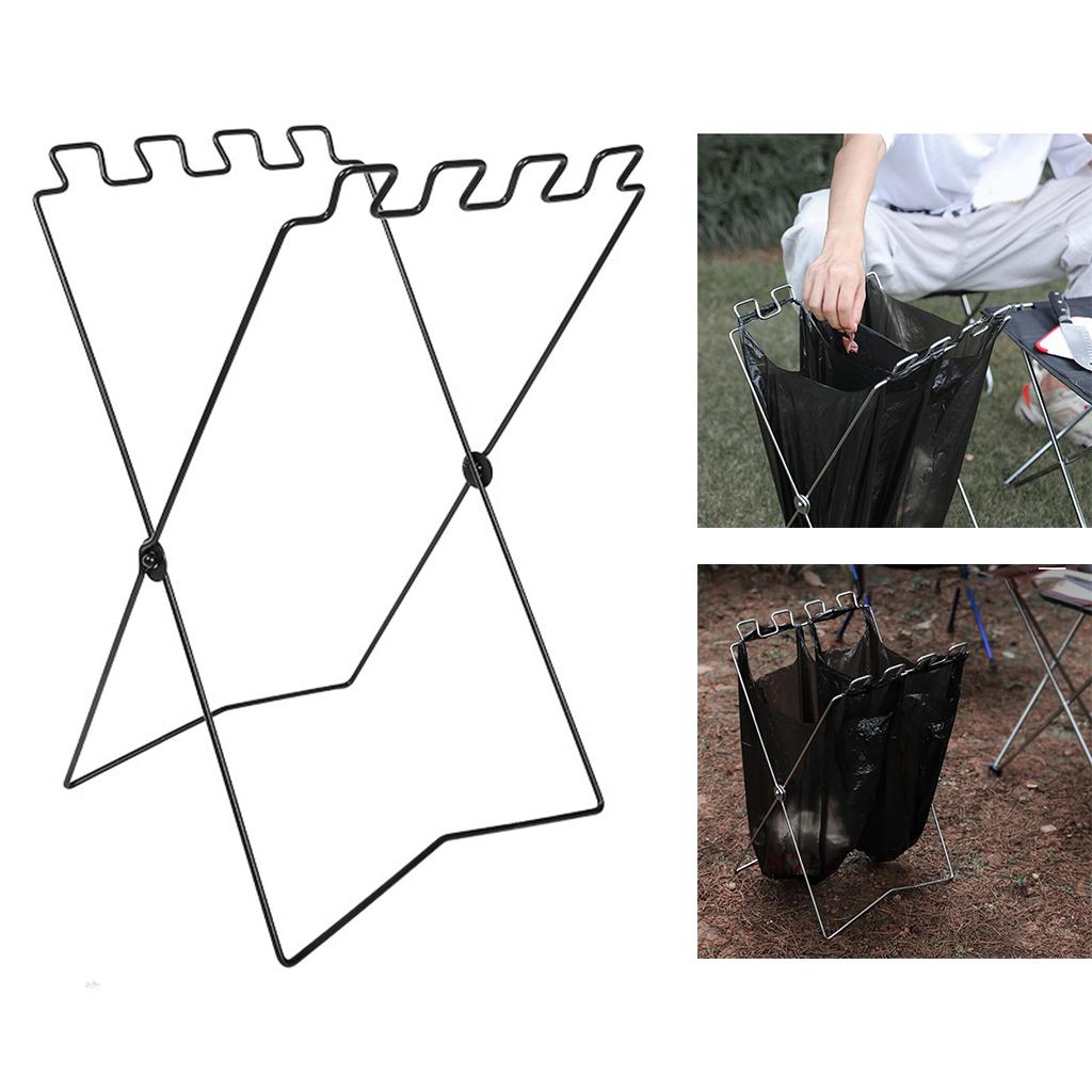 Portable Garbage Bag Stand for Outdoor Barbecues and Picnics,Home Kitchen Foldable Garbage Bag Support Stand,Multi-purpose Metal Stand
