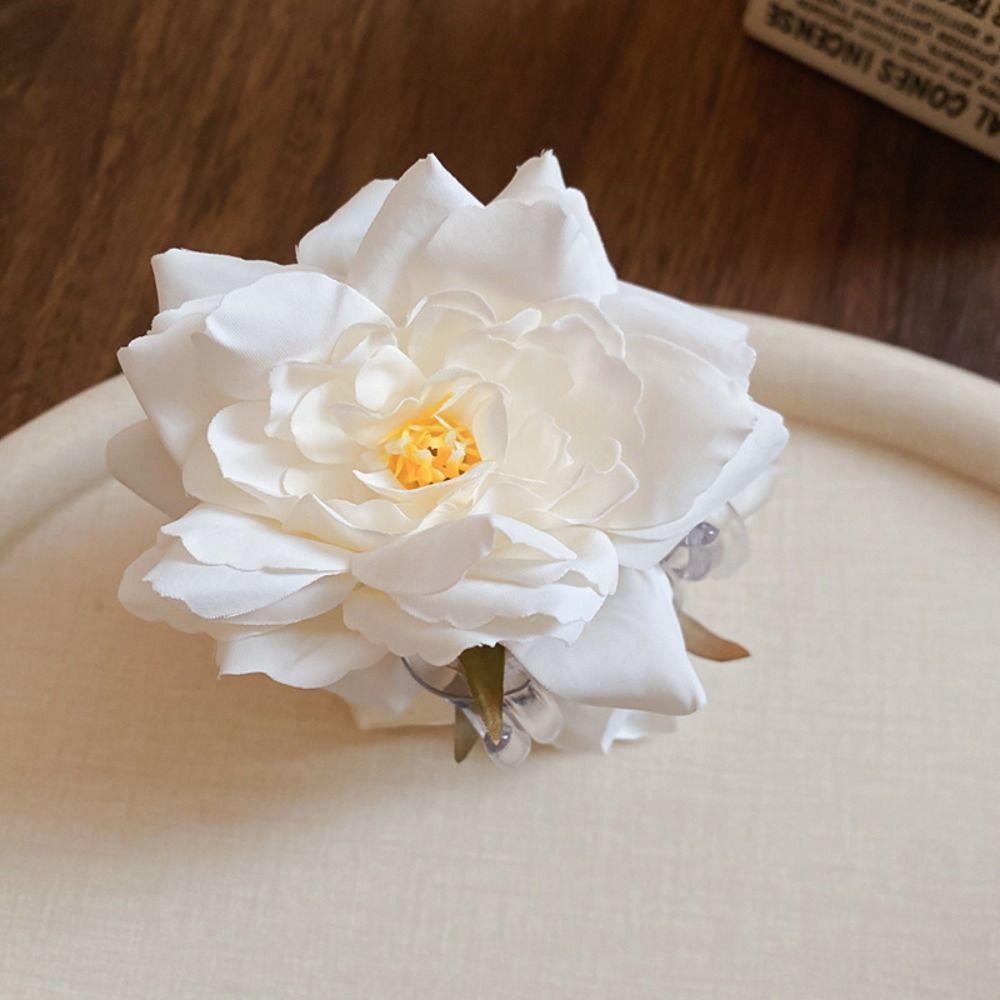 Cloth Rose Shark Clip Korean Style Seaside Vacation Headwear Simulated Flower Hair Claw  Women