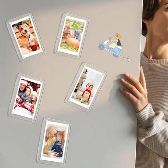 Acrylic Magnetic Photo Frame Double-Sided Clear Picture Display Frame Refrigerator