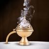 Brûleur d'encens Dhuna Loban en laiton, Brûleur d'encens Dhooni Dhoop Dani rond, Porte-encens en laiton de table pour Loban, Dhoop Dani élégant et traditionnel