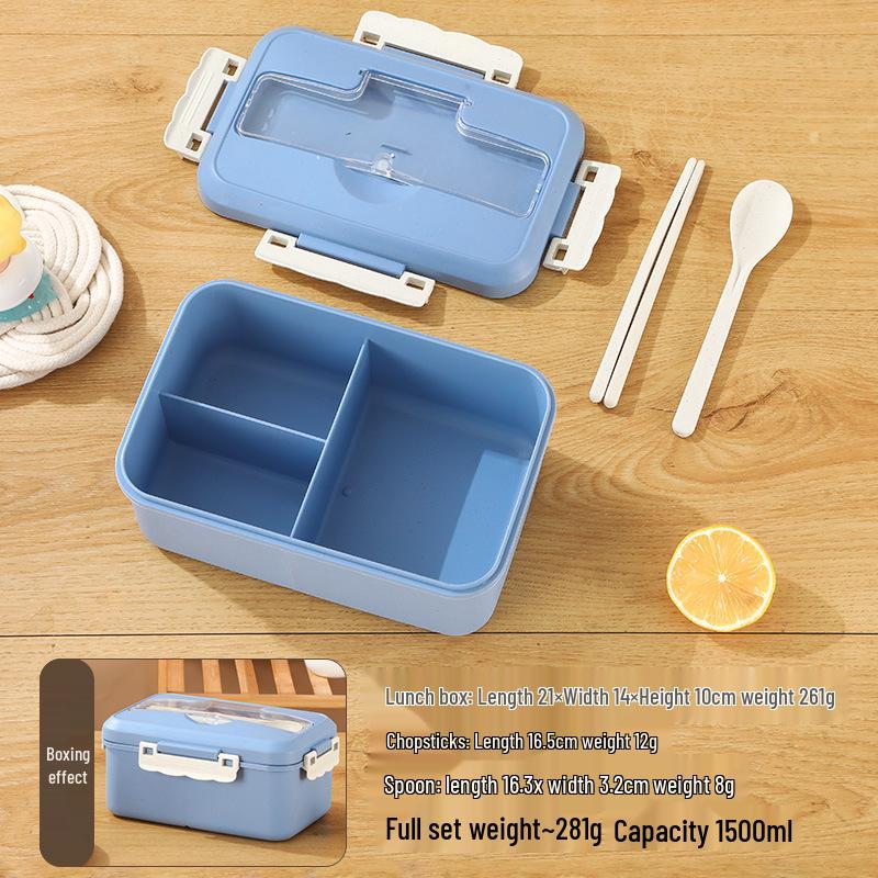 Lancheira Bento Isolada de Palha de Trigo 1500ML - Recipiente Quadrado para Micro-ondas