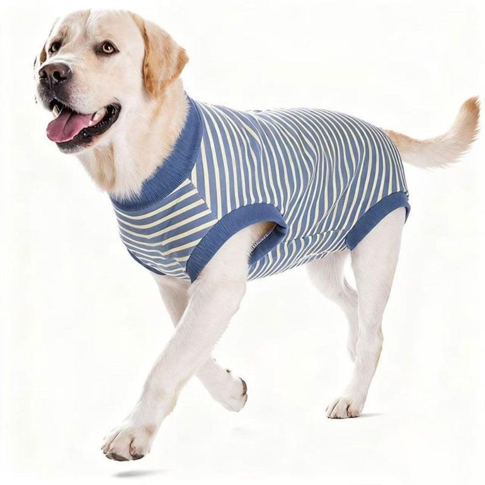 Striped Dog Sterilization Suit Warm Dog Four Legged Vest Fleece Anti-Licking Vest  Belly Protection