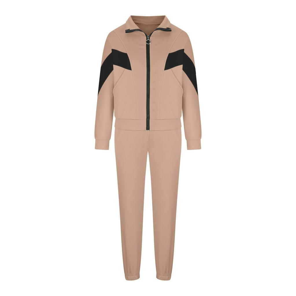 Damen Herbst und Winter Europäischer und Amerikanischer Langarm Freizeit Sportanzug 2-teiliges Set