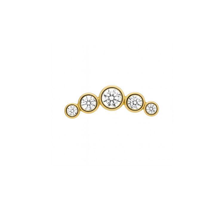 Earring - LUXENTER - Minimalist Piercing - 18K Yellow Gold - Cubic Zirconia - Stud/Push Back